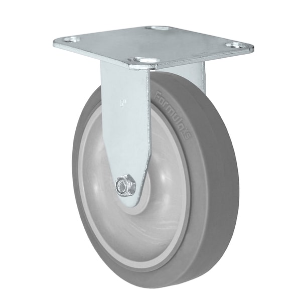 5"x1-1/4" Rigid Caster, Thermo Plastic Rubber Wheel, 315 lbs Capac